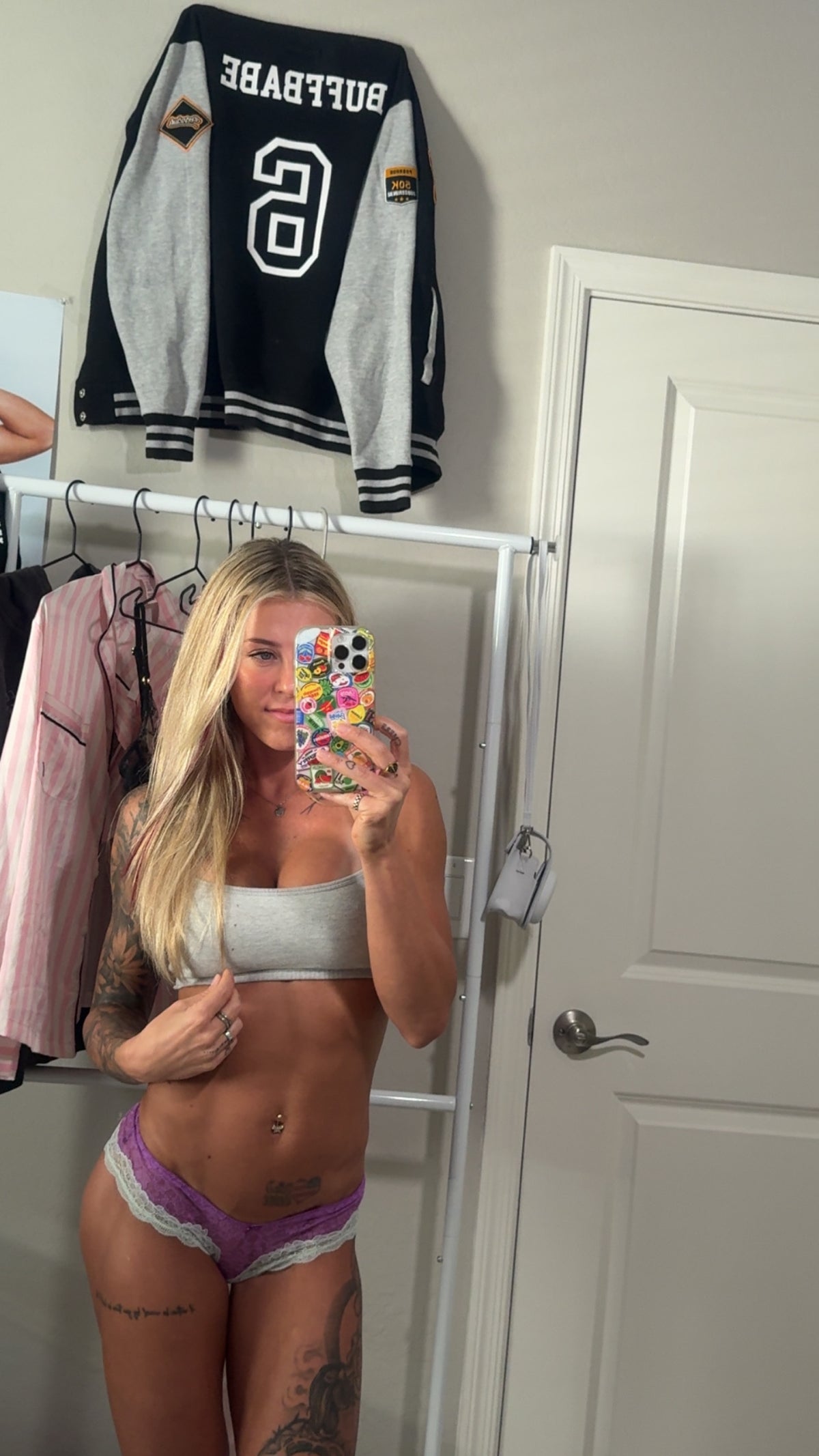 VS Purple/Teal Lace Thong